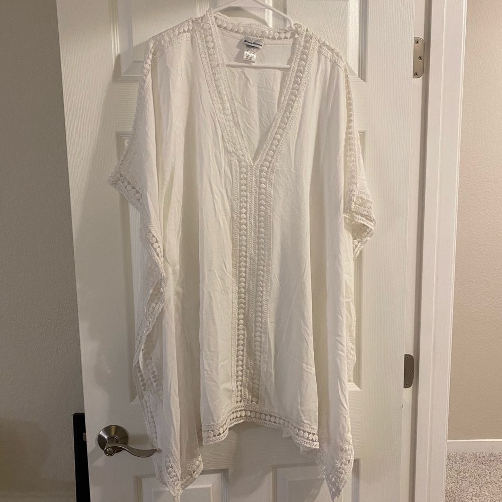 White swim suit cover up